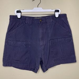 CABELA’S OUTDOOR Shorts Blue Gray Cotton Cargo Elastic Waistband Camping